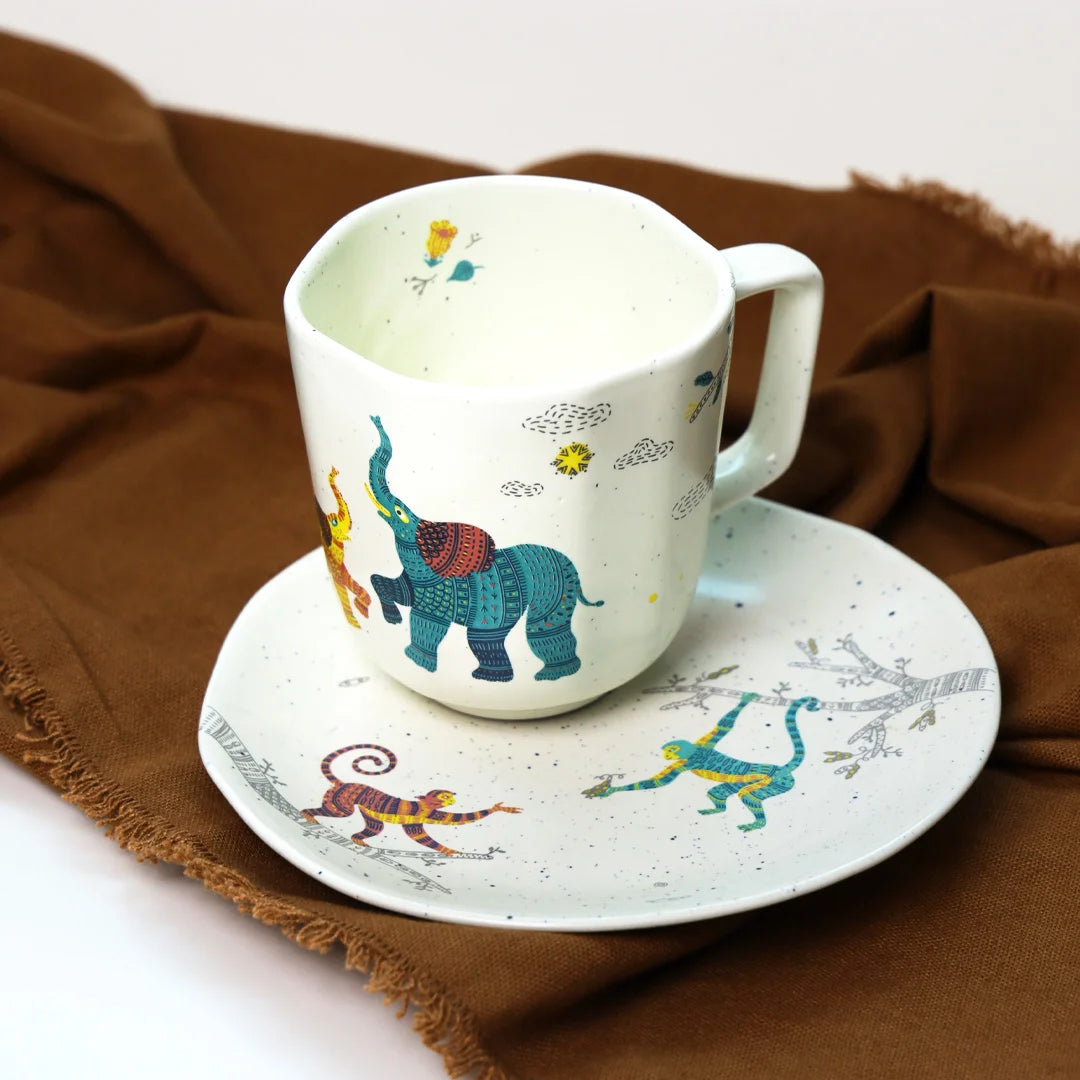 Prithvi | Ceramic Mugs and Plates | Set of 4