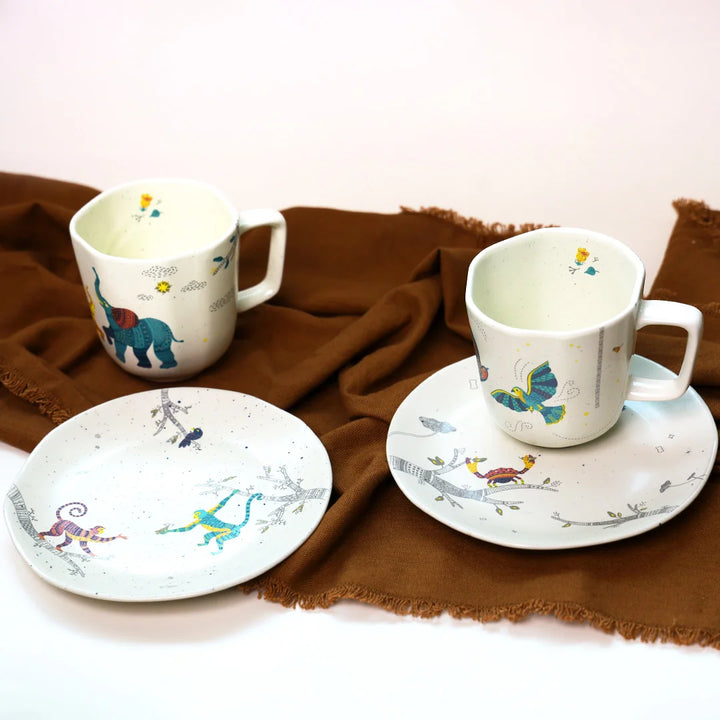 Prithvi | Ceramic Mugs and Plates | Set of 4