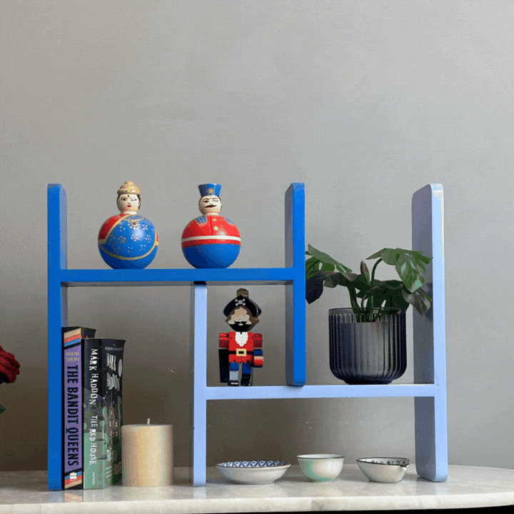 The H Shelf | Modular Desk Shelf | Set of 2 | Haze Blue & Ink Blue