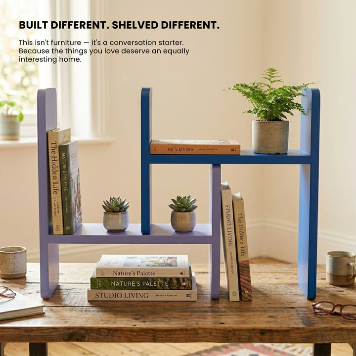 Build-a-Nook | Modular H Shelf | Set of 2 | Periwinkle & Cobalt Blue Combo