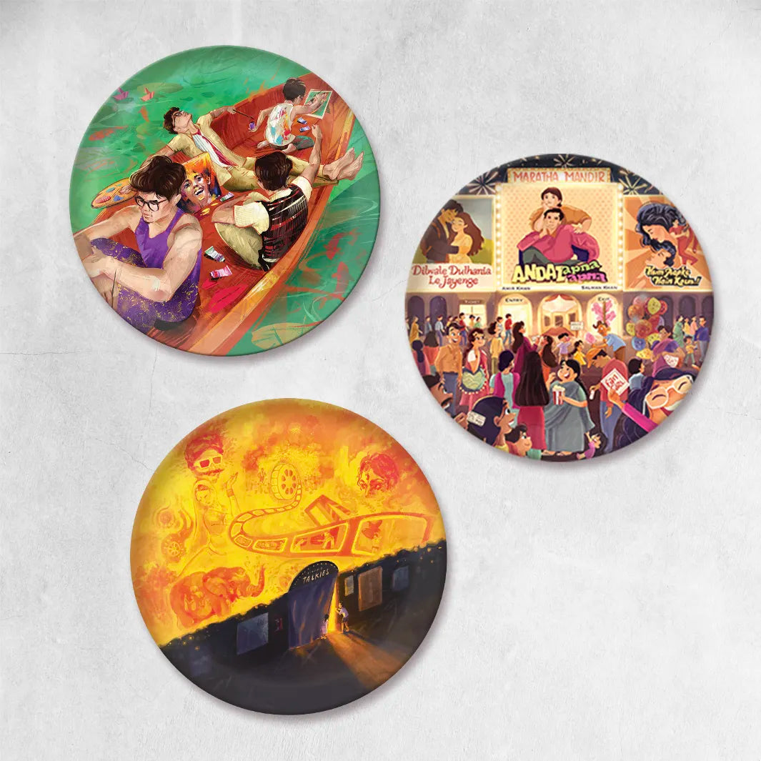 Love for Indian Cinema | Ceramic Decor Plates | Set of 3