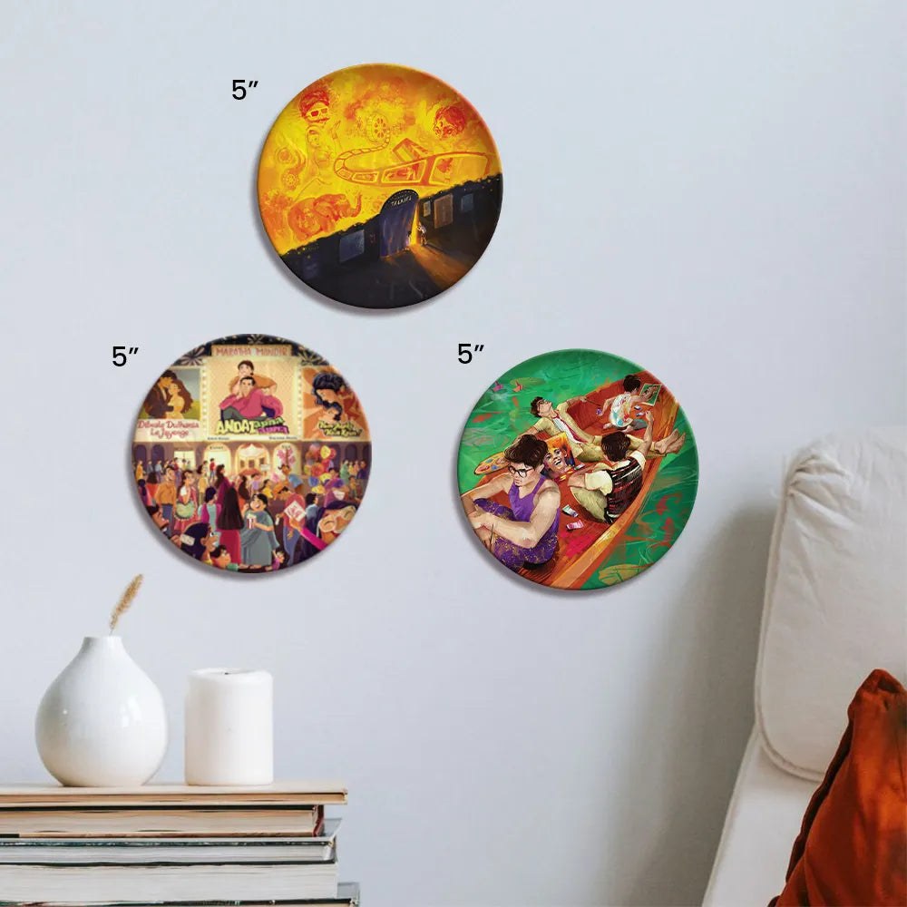 Love for Indian Cinema | Ceramic Decor Plates | Set of 3