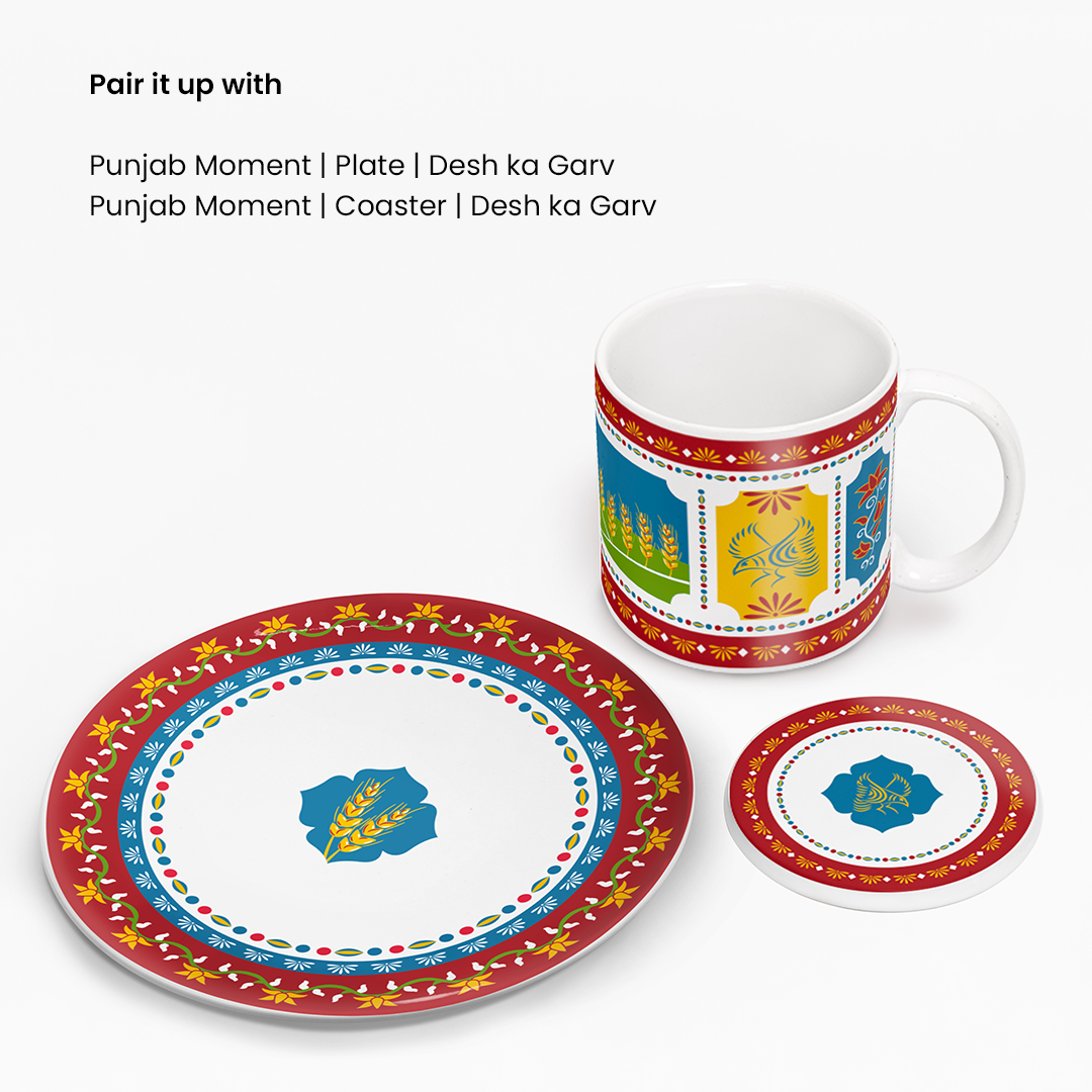 Pasta plate, ceramic mug, beverage coaster inspired by Punjab | ceramic dinnerware sets