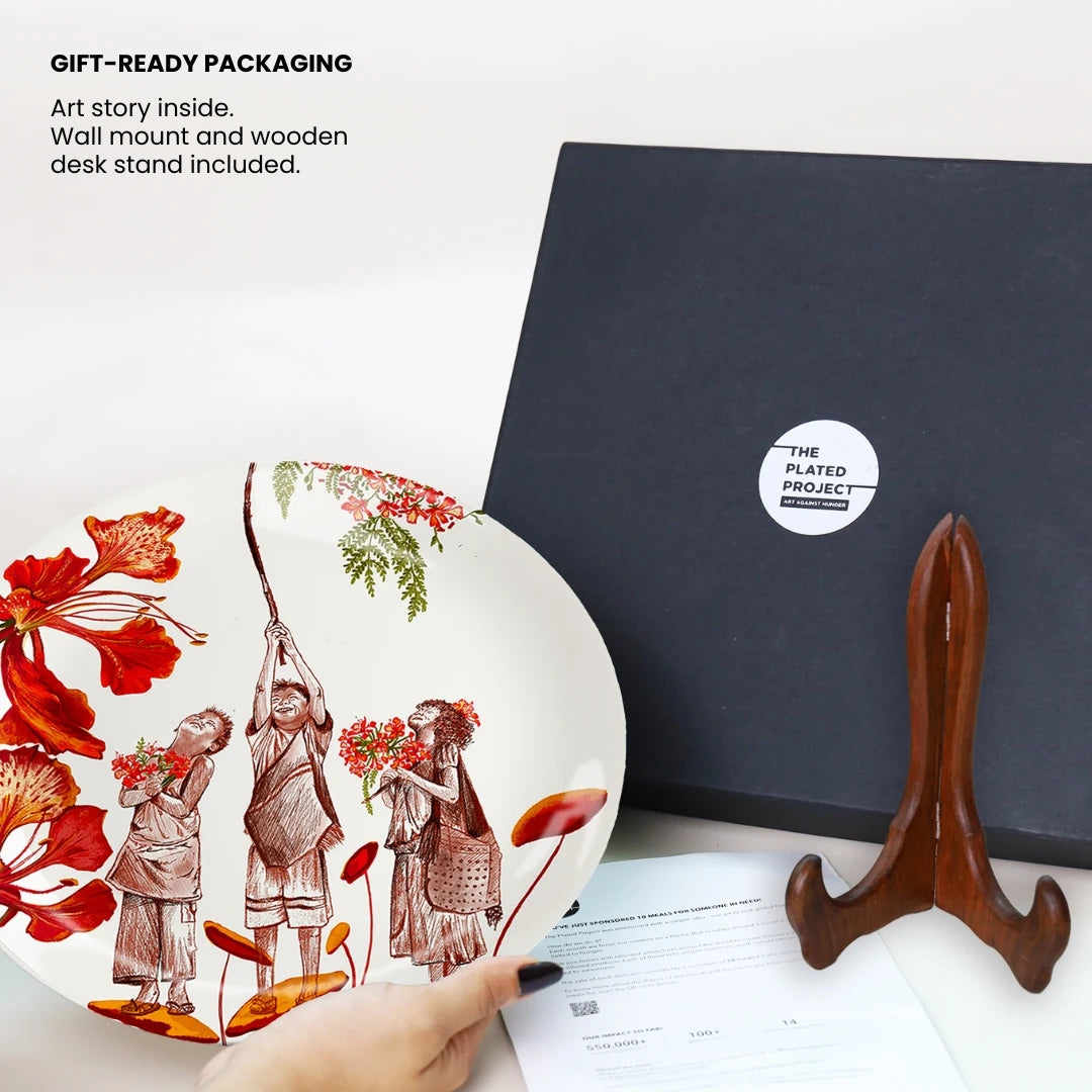 Gulmohar Tree | Ceramic Decor Plate | 10"