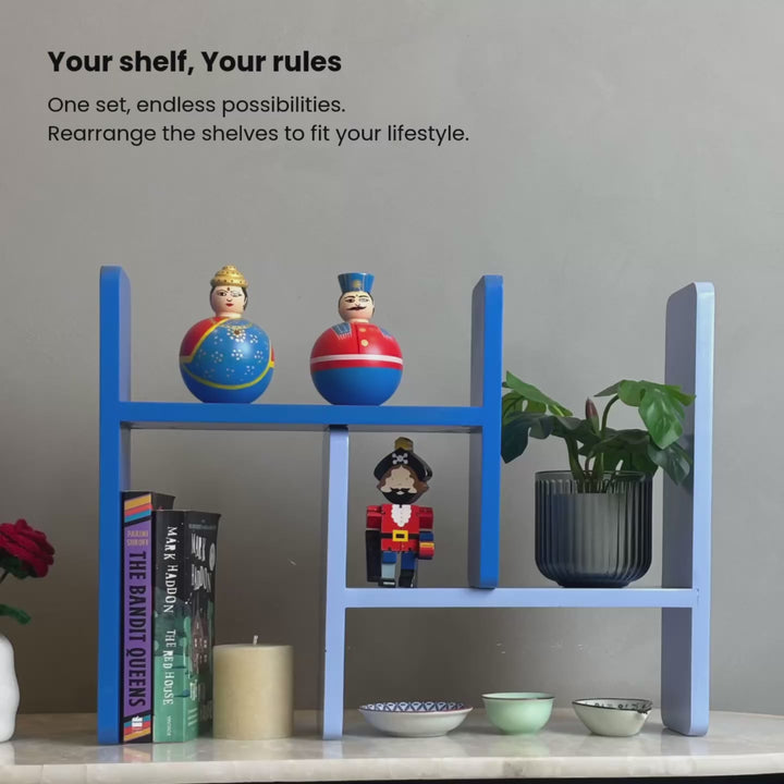 The H Shelf | Modular Desk Shelf | Set of 2 | Haze Blue & Ink Blue