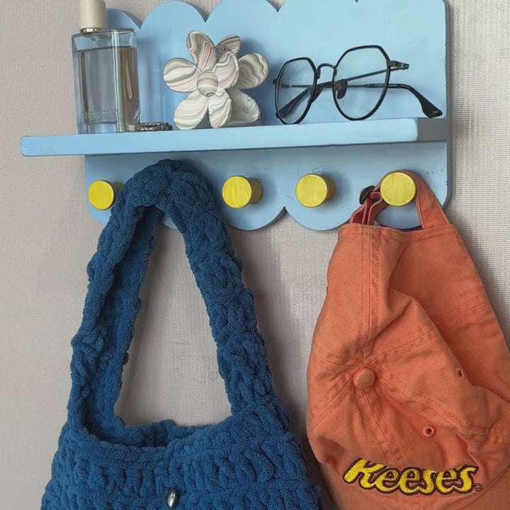 Hold That Thought | Wall Accent Shelf | Cornflower Blue & Sunshine Yellow