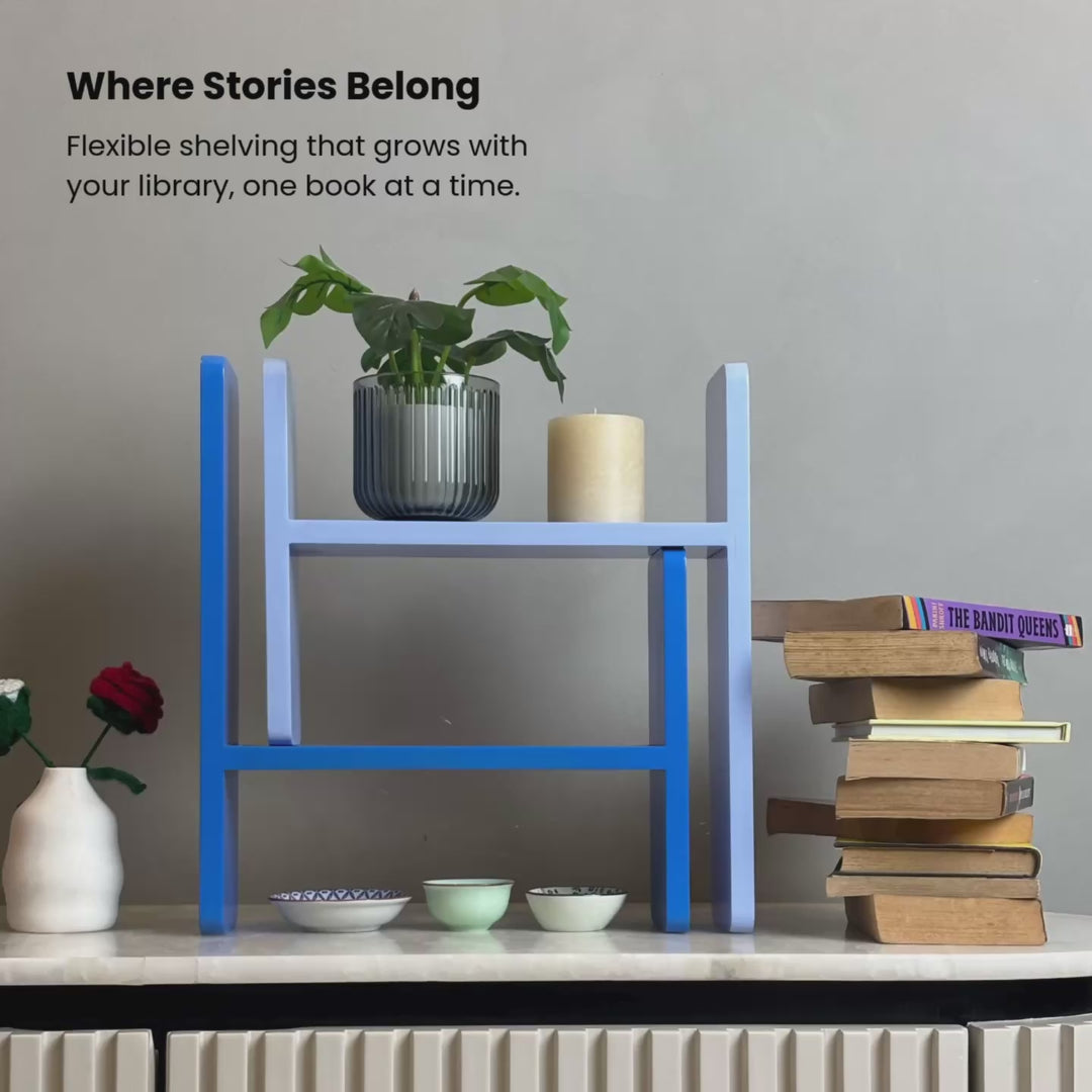 The H Shelf | Modular Desk Shelf | Set of 2 | Haze Blue & Ink Blue