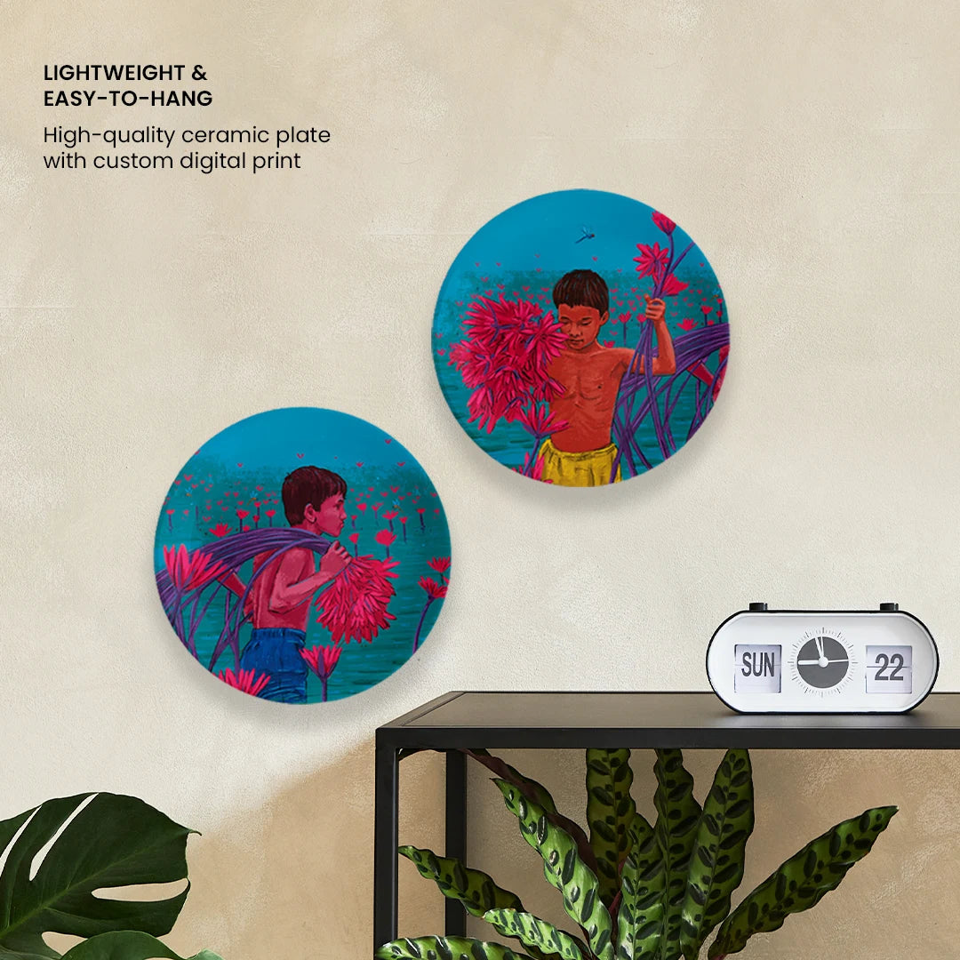 Lotus | Ceramic Decor Plates | Set of 2