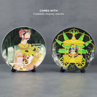 The Faithful | Handpainted Pichwai Decor Plates | Set of 2